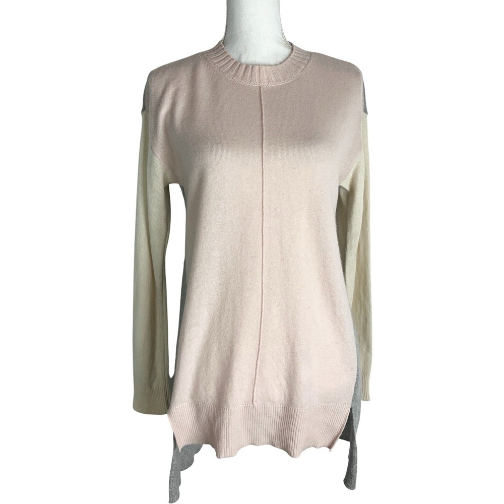 Neiman Marcus 100% Cashmere Sweater Color Block Pink, Cream, Gray Size XS